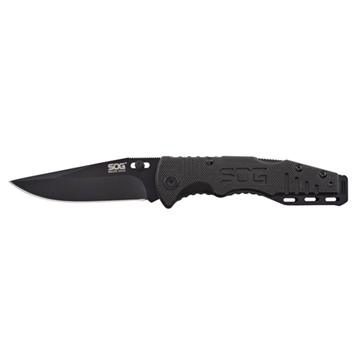Picture of SOG Knives & Tools Salute, 3.1" Folding Knife, Clip Point Straight Edge, G10 Handle, 8Cr13MoV Steel, Hardcased Black Finish, Black SOG-FF1101-CP SOGFF1101C