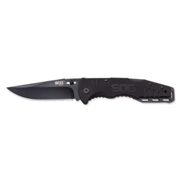 Picture of SOG Knives & Tools Fusion, Folding Knife, 3.625" Clip Point Straight Edge, Black G10 Handle, 8Cr13MoV Steel, Hardcased Finish, Black SOG-FF11-CP SOGFF11CP