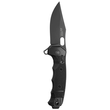 Picture of S.O.G Seal XR 3.90" Folding Clip Point Plain Black Cerakote S35VN SS Blade Black/GRN Handle Includes Belt Clip SOG12210257