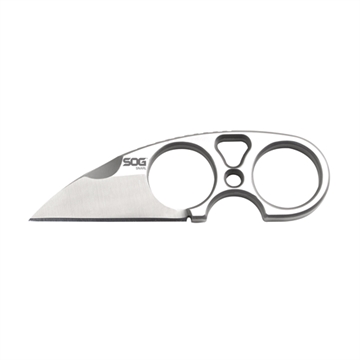 Picture of SOG Knives & Tools Snarl, Fixed Blade Knife, 2.3" Straight Edge Sheepsfoot, Silver Stainless Steel Handle, 9Cr18MoV Steel, Satin Finish, Silver, Includes Kydex Sheath SOG-JB01K-CP SOGJB01KCP