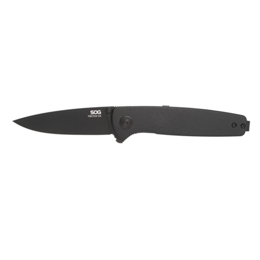 Picture of SOG Knives & Tools Twitch III, Folding Knife, 3.1" Drop Point Straight Edge, 154CM Stainless Steel, Titanium Nitride Finish, Black SOG-11-15-01-43 SOG11150143