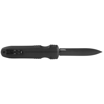 Picture of S.O.G Pentagon 3.79" OTF Spear Point Plain Black TiNi Cryo CPM S35VN Steel Blade, Blackout Aluminum Handle SOG15610157