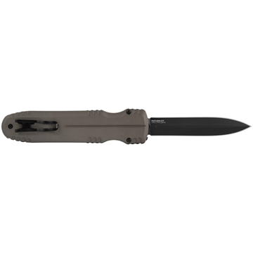 Picture of S.O.G Pentagon 3.79" OTF Spear Point Plain Black TiNi Cryo CPM S35VN Steel Blade, Flat Dark Earth Aluminum Handle SOG15610257