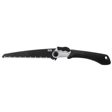 Picture of SOG Knives & Tools Folding Saw, 8.25" Saw Blade, High Carbon Steel, Satin Black Finish, Black Plastic Grip, Nylon Sheath SOG-F10N-CP SOGF10NCP