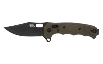 Picture of SOG Knives & Tools Seal XR, L-TI, Folding Knife, 4.3" Drop Point Straight Edge, GFN Handle, Black, PVD Finish, MagnaCut Steel, Includes (2) Additional Handles, Olive Drab Green and Gray SOG-12-21-13-57 SOG12211357