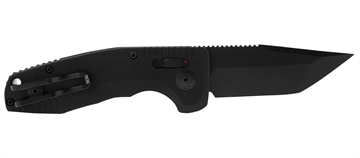 Picture of S.O.G SOG-15-38-10 SOG-TAC Auto Compact 2.94" Folding Tanto Part Serrated Black TiNi Cryo D2 Steel Blade Black Micro-Textured Anodized Aluminum Handle Includes Pocket Clip SOG15381057