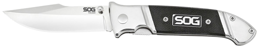 Picture of S.O.G SOG-FF38-CP Fielder 3.30" Folding Clip Point Plain Satin 7Cr17MoV SS Blade Black G10 Handle Includes Belt Clip SOGFF38CP