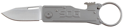 Picture of SOG Knives & Tools KeyTron, Folding Knife, 1.8" Straight Edge Clip Point, Black Kraton Handle, 5Cr15MoV Steel, Satin Finish, Gray SOG-KT1001-CP