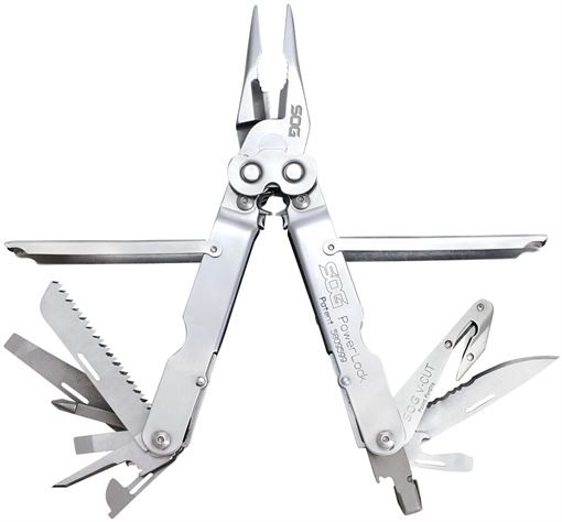 Picture of S.O.G SOG-S62N-CP PowerLock V-Cutter Polished 420 Stainless Steel 7" Long Includes Sheath SOGS62NCP