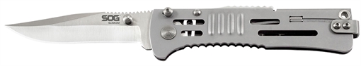 Picture of S.O.G SOG-SJ31-CP SlimJim 3.18" Folding Clip Point Plain Satin AUS-8A SS Blade Bead Blasted 420 Stainless Steel Handle Includes Belt Clip SOGSJ31CP