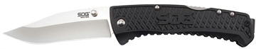 Picture of S.O.G SOG-TD1011-C Traction 3.50" Folding Clip Point Plain Satin 5Cr13MoV SS Blade Black Textured GRN Handle Includes Pocket Clip SOGTD1011CP
