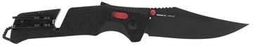 Picture of S.O.G  Trident AT 3.70" Folding Clip Point Plain Black TiNi Cryo D2 Steel Blade/Black w/Red Accents GRN Handle Features Line Cutter/Glass Breaker  SOG-11-12-01-41