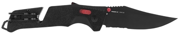 Picture of S.O.G Trident AT 3.70" Folding Clip Point Part Serrated Black TiNi Cryo D2 Steel Blade/Black w/Red Accents GRN Handle Features Line Cutter/Glass Breaker SOG11120241