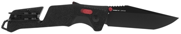 Picture of S.O.G Trident AT 3.70" Folding Tanto Plain Black TiNi Cryo D2 Steel Blade/Black w/Red Accents GRN Handle Features Line Cutter/Glass Breaker SOG11120441