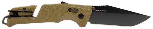 Picture of S.O.G Trident AT 3.70" Folding Tanto Plain Black TiNi Cryo D2 Steel Blade, Flat Dark Earth Textured GRN Handle, Peg Box Pkg SOG11121241