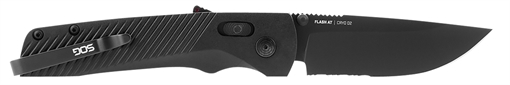 Picture of S.O.G Flash AT 3.45" Folding Part Serrated Black TiNi Cryo D2 Steel Blade/Blackout GRN Handle Includes Pocket Clip SOG11180241