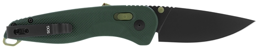 Picture of S.O.G Aegis AT 3.13" Folding Drop Point Plain Black TiNi Cryo D2 Steel Blade/Forest w/Moss Accents GRN Handle SOG11410441