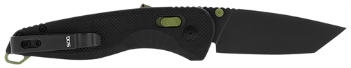 Picture of S.O.G Aegis AT 3.13" Folding Drop Point Plain Black TiNi Cryo D2 Steel Blade/Black w/Moss Accents GRN Handle SOG11410941