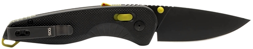 Picture of S.O.G Aegis AT 3.13" Folding Drop Point Plain Black TiNi Cryo D2 Steel Blade, Black w/Moss Accents GRN Handle, Peg Box Pkg SOG11411141