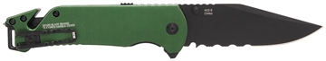 Picture of S.O.G Escape ATK 2.0 EDC 3.40" Folding Clip Point Part Serrated Black Hardcased AUS-8A SS Blade, 4.60" Green/Black Aluminum Handle, Presentation Box SOG11520157