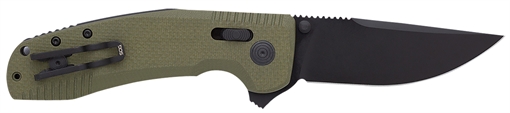Picture of S.O.G SOG-TAC XR 3.39" Folding Clip Point Plain Black TiNi Cryo D2 Steel Blade OD Green G10 Handle Includes Pocket Clip SOG12380241