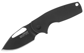 Picture of S.O.G Stout FLK 2.62" Folding Clip Point Plain Black TiNi Cryo D2 Blade, Black Textured G10 Handle SOG14030257