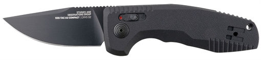 Picture of S.O.G SOG-TAC Auto Compact 2.94" Folding Straight Back Plain Black TiNi Cryo D2 Steel Blade Black Micro-Textured Anodized Aluminum Handle Includes Pocket Clip SOG15380757
