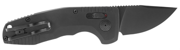 Picture of S.O.G SOG-TAC Auto Compact *CA 1.96" Folding Straight Back Plain Black TiNi Cryo D2 Steel Blade Black Micro-Textured Anodized Aluminum Handle Includes Pocket Clip SOG15381157
