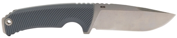 Picture of S.O.G Tellus FX 4.20" Fixed Clip Point Plain Stonewashed Cryo 440C SS Blade, Wolf Gray Textured GRN Handle, Blister Pack SOG17060243
