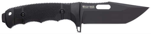 Picture of S.O.G Seal FX 4.30" Fixed Tanto Plain Black Cerakote CPM S35VN SS Blade Black GRN/SS Handle Includes Sheath SOG17210257