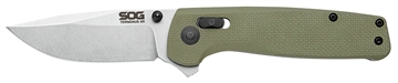 Picture of S.O.G Terminus XR 2.95" Folding Clip Point Plain Stonewashed BD1 Steel Blade Olive Drab Textured G10 Handle Features Box Packaging Includes Pocket Clip SOGTM1022BX