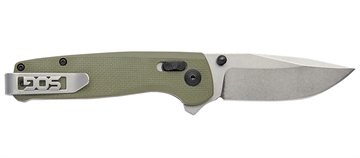 Picture of SOG Knives & Tools Terminus XR, Folding Knife, 2.95" Straight Clip Point, Olive Drab Green G10 Handle, D2 Steel, Stonewashed Finish, Silver SOG-TM1022-CP SOGTM1022CP