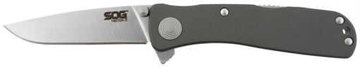 Picture of SOG Knives & Tools Twitch, Folding Knife, 2.65" Drop Point Plain Edge, Gray Hard Anodized Aluminum Handle, AUS-8 Steel, Satin Finish, Silver SOG-TWI8-CP SOGTWI8CP