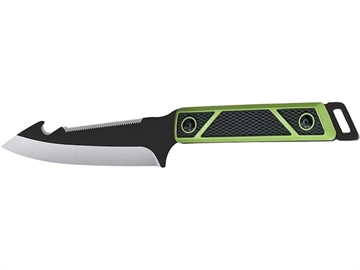 Picture of SOG SOG Terragrip Fixed Blade Knife 6.7"" Spine Serrated Drop Point with Gut Hook 420 Black Blade TPR Overmold Handle Black/Green 17-44-07-43