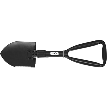 Picture of S.O.G Entrenching Tool Folding Shovel Plain/Serrated Blade Black Powder Coated High Carbon Steel Handle 18.25" Long Includes Sheath SOGF08N