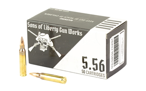Picture of Sons of Liberty Gun Works 556NATO, 77 Grain, Hollow Point Open Tip Match, 50 Round Box 556-77HPBT-1000