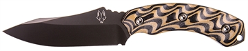 Picture of Southern Grind Jackal 4.75" Fixed Drop Point Plain Black PVD 8670 Steel Blade, 4.50" Black/Tan G10 3D Milled Handle, Includes Sheath SG0507020601
