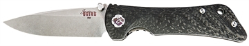 Picture of Southern Grind Spider Monkey 3.25" Folding Drop Point Plain Satin S35VN SS Blade, 4.19" Black Textured Carbon Fiber Handle, Includes Pocket Clip SG06030008