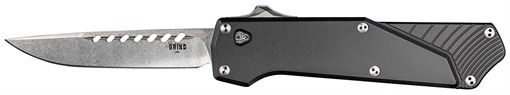 Picture of Southern Grind Arachnid 3.20" OTF Drop Point Plain Satin PVD Coated S35VN SS Blade, Black Aluminum Handle Features Blood Groove on Blade SG12030020