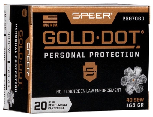 Picture of SPE 40 S&amp;W 165 GR GDHP AMMO GOLD DOT 20RD/BX 10BX/CS SPE23970