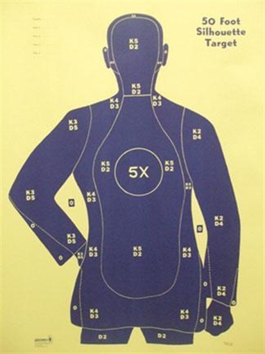 Picture of Speedwell Official NRA Police Qualification Silhouette Police Silhouette Reduced 5 X Ring Blue - 200/Pack B 21 XR BL