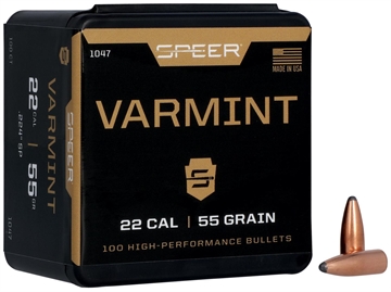 Picture of Speer Varmint Soft Point Rifle Bullets .224 cal .224" 55 gr JSP 100/ct 1047