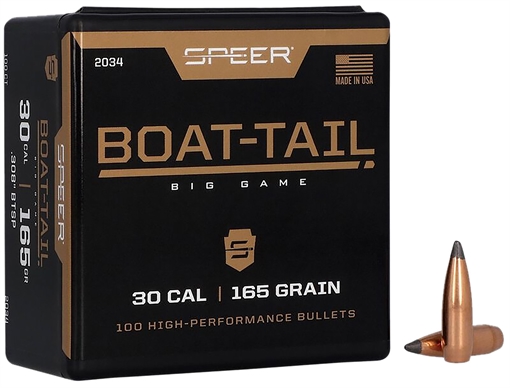 Picture of Speer Boat Tail Rifle Bullets .30 cal .308" 165 gr SBTSP 100/ct 2034