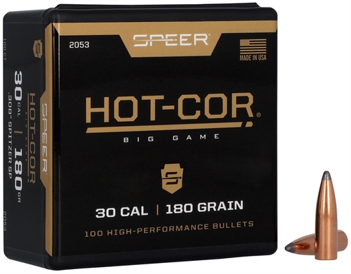 Picture of Speer Hot-Cor 30Cal 180gr Spitzer Soft Point 100 Per Box/5 Case 2053