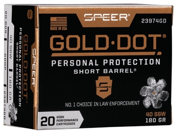 Picture of Speer Gold Dot Personal Protection Short Barrel 40S&W 180gr Hollow Point 20 Per Box/10 Case 23974GD