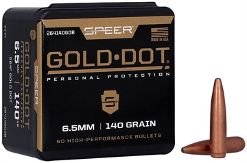 Picture of Speer 264 CALIBER/6.5MM (0.264'') 140GR GOLD DOT SOFT POINT 50/BOX 264140GDB