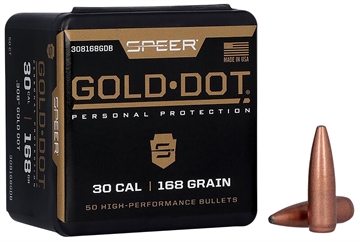Picture of Speer Gold Dot 30Cal 168gr Soft Point 50 Per Box/20 Case 308168GD