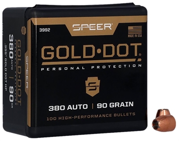 Picture of Speer Gold Dot Personal Protection Handgun Bullets .380 Auto .355" 90 gr GDHP 100/ct 3992