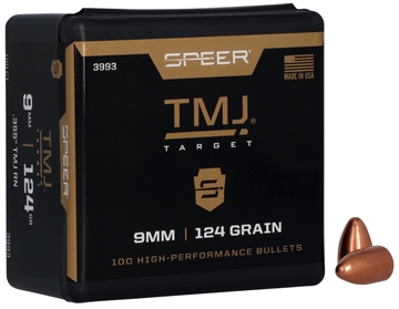 Picture of Speer TMJ Handgun Plinking Bullets 9mm Luger .355" 124 gr TMJ-RN 100/ct 3993