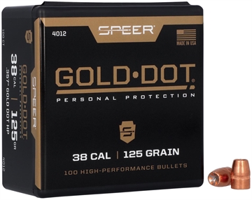 Picture of Speer Ammunition Gold Dot, .357 Diameter, .38 Caliber, 125 Grain, Hollow Point, 100 Count 07668301 4012